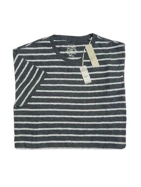 J Crew Mens Jaspe Field Knit Striped Tee Shirt SMALL Charcoal Gray NWT Deadstock